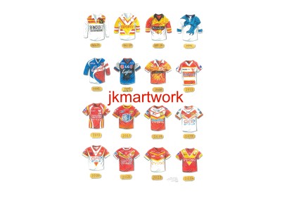 Sheffield Eagles Retro Rugby Shirts Wall Art Print